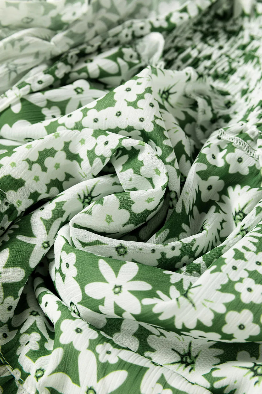 Elegant Ruffle Hem Floral Mini Dress Square Neck Long Sleeve Romantic Dress