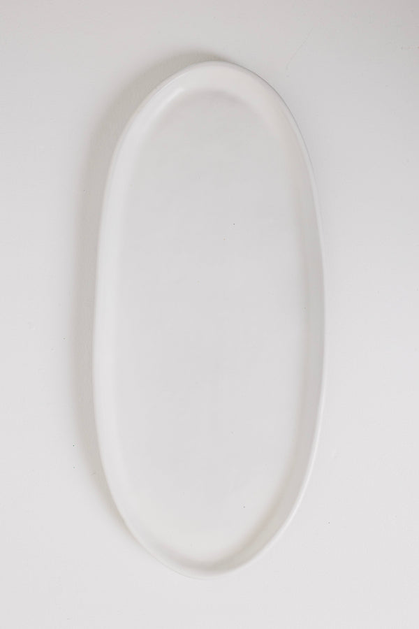 Ines Oval Lipped Serving Plate - Matte White - Set of 2