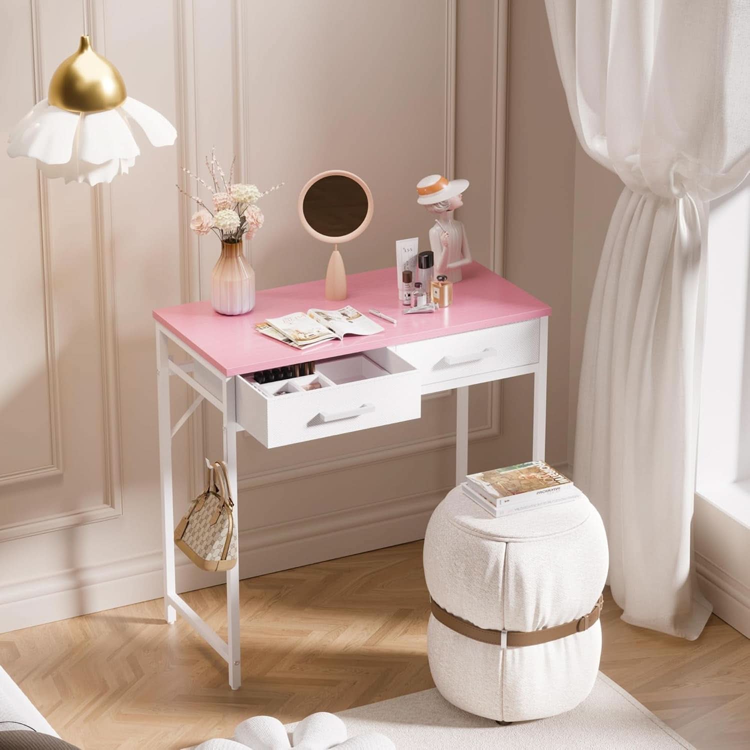 32 Inch Computer Desk With 2 Drawers For Small Spaces