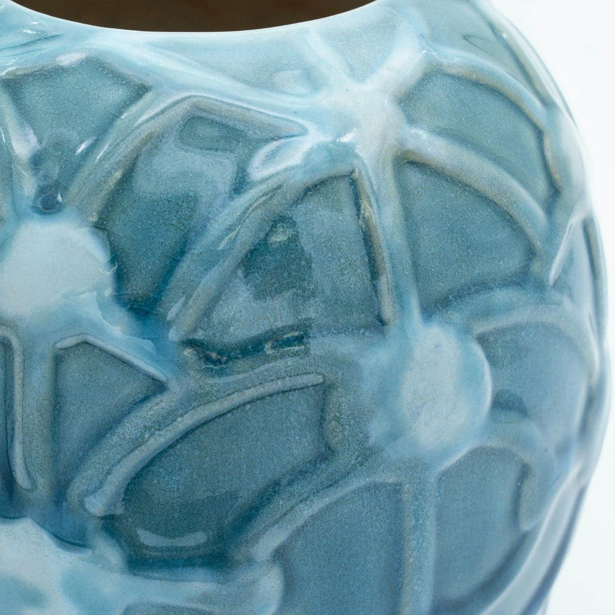 Grotto Aqua Rope Emboss Round Vase