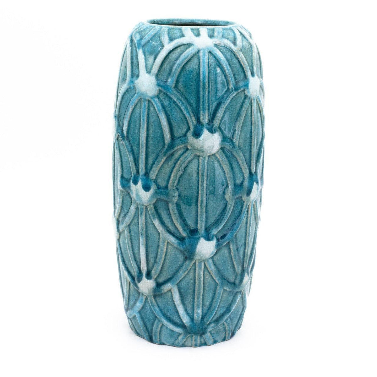 Grotto Aqua Rope Emboss Column Vase