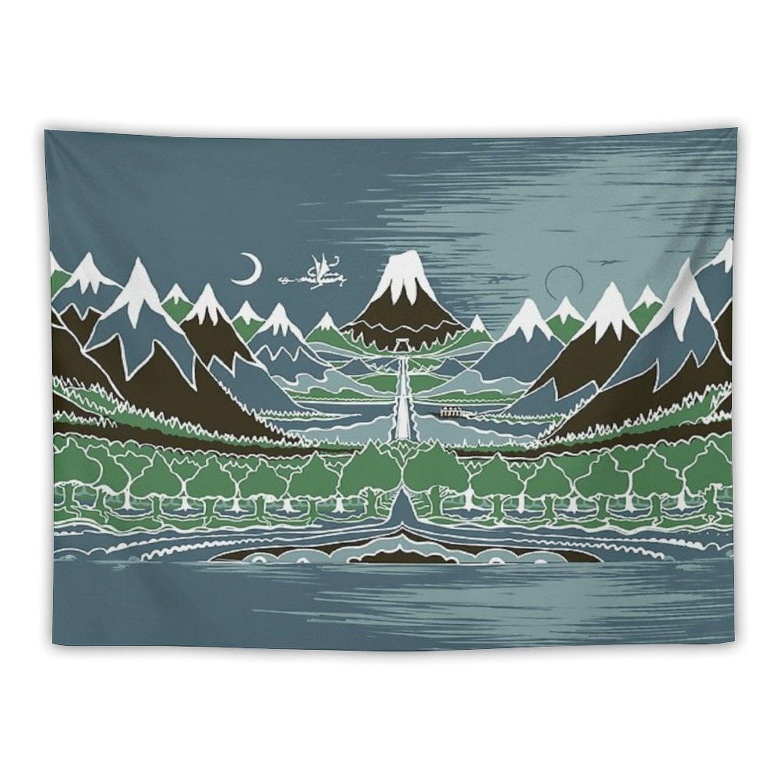 Forest Mountain Path in The Style of J.R.R.Tolkien Tapestry