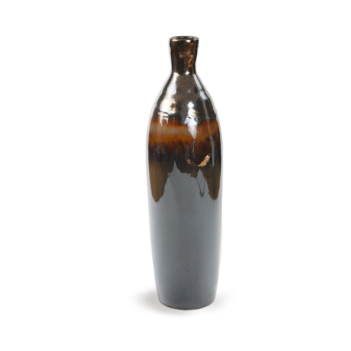 ClayBarn Patina Artisan Ceramic 20.5'' H Verde Skinny Bottle Vase - Earthy Brown