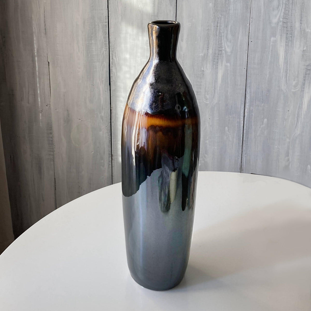ClayBarn Patina Artisan Ceramic 20.5'' H Verde Skinny Bottle Vase - Earthy Brown