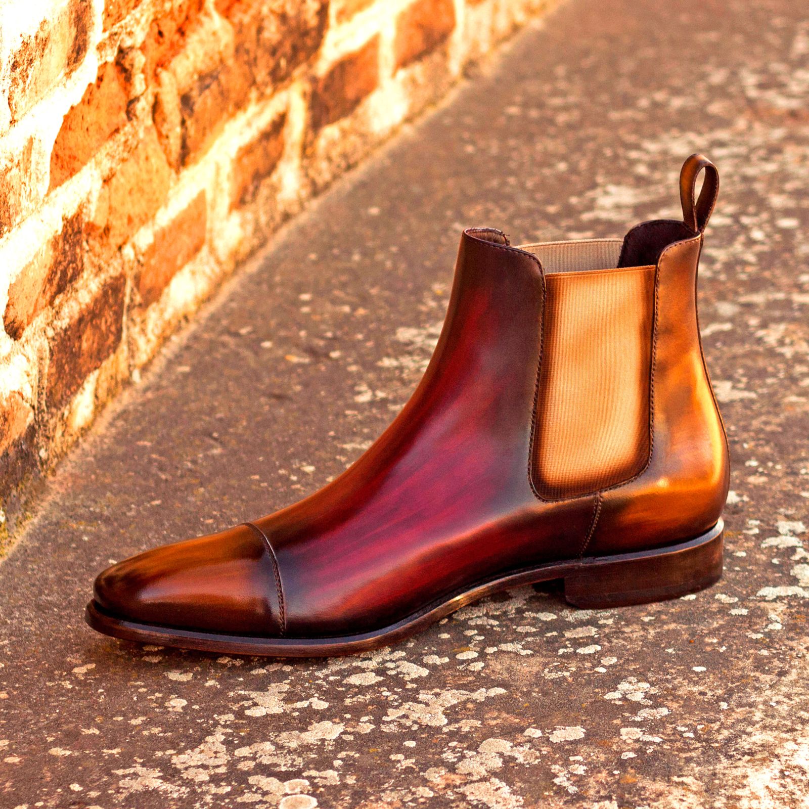 Ruma 2- Men's Unique patina Chelsea boots red bottoms sole