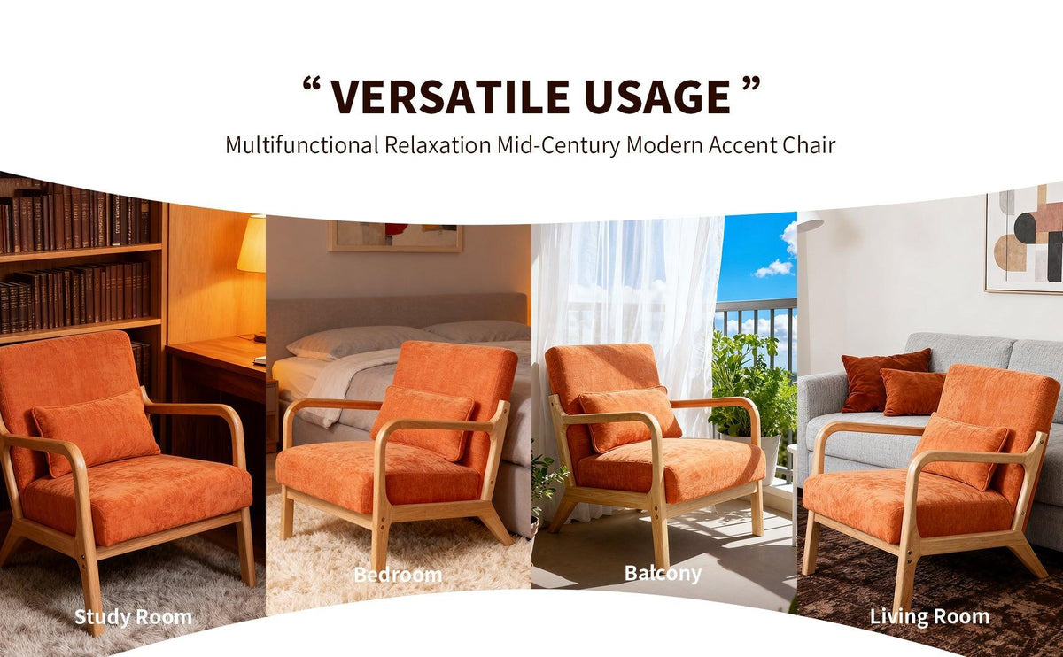 Antique Orange Cotton‑Linen Chair