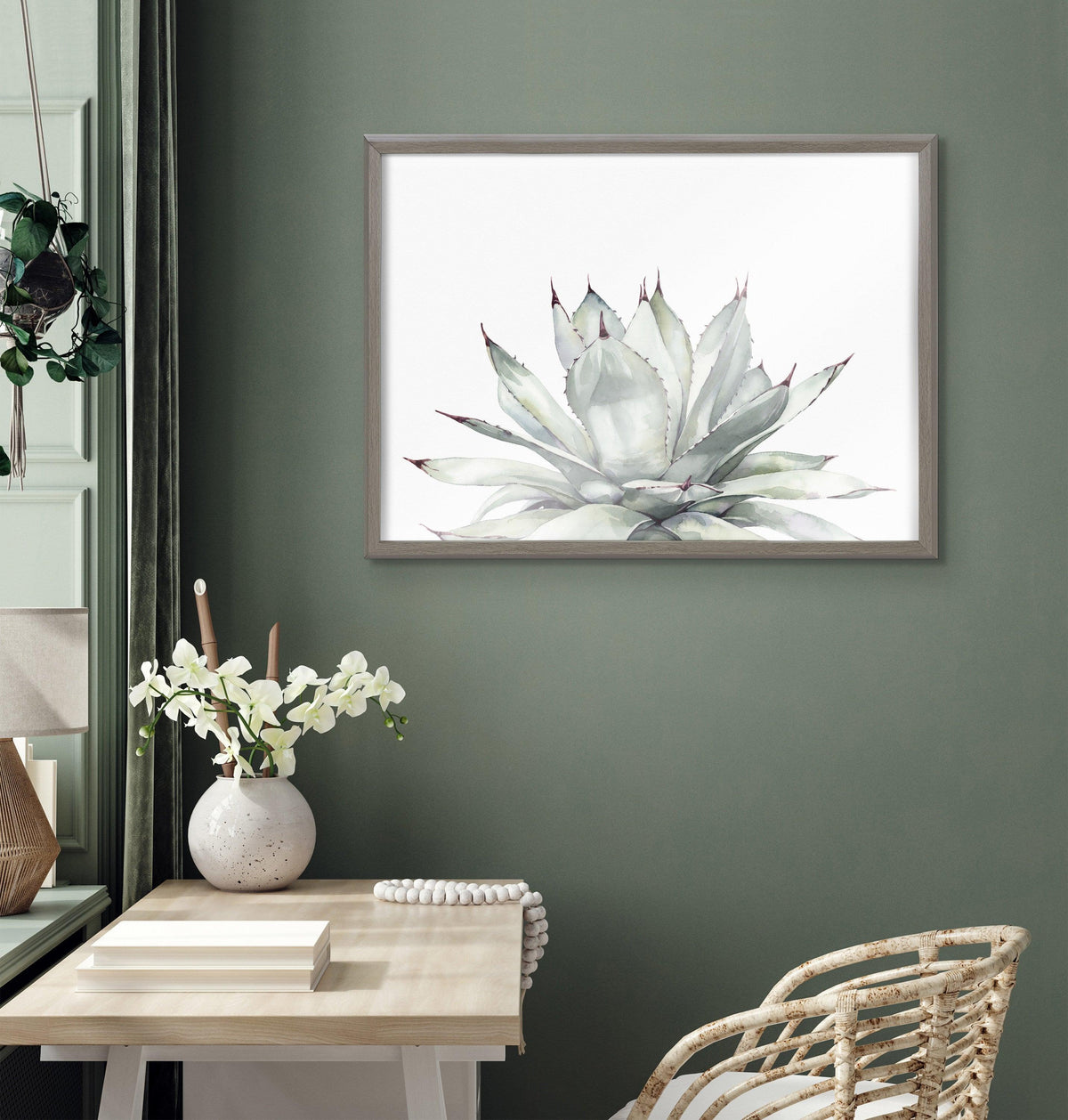 Blake Parrys Agave Framed Printed Glass by Emily Marie Watercolors