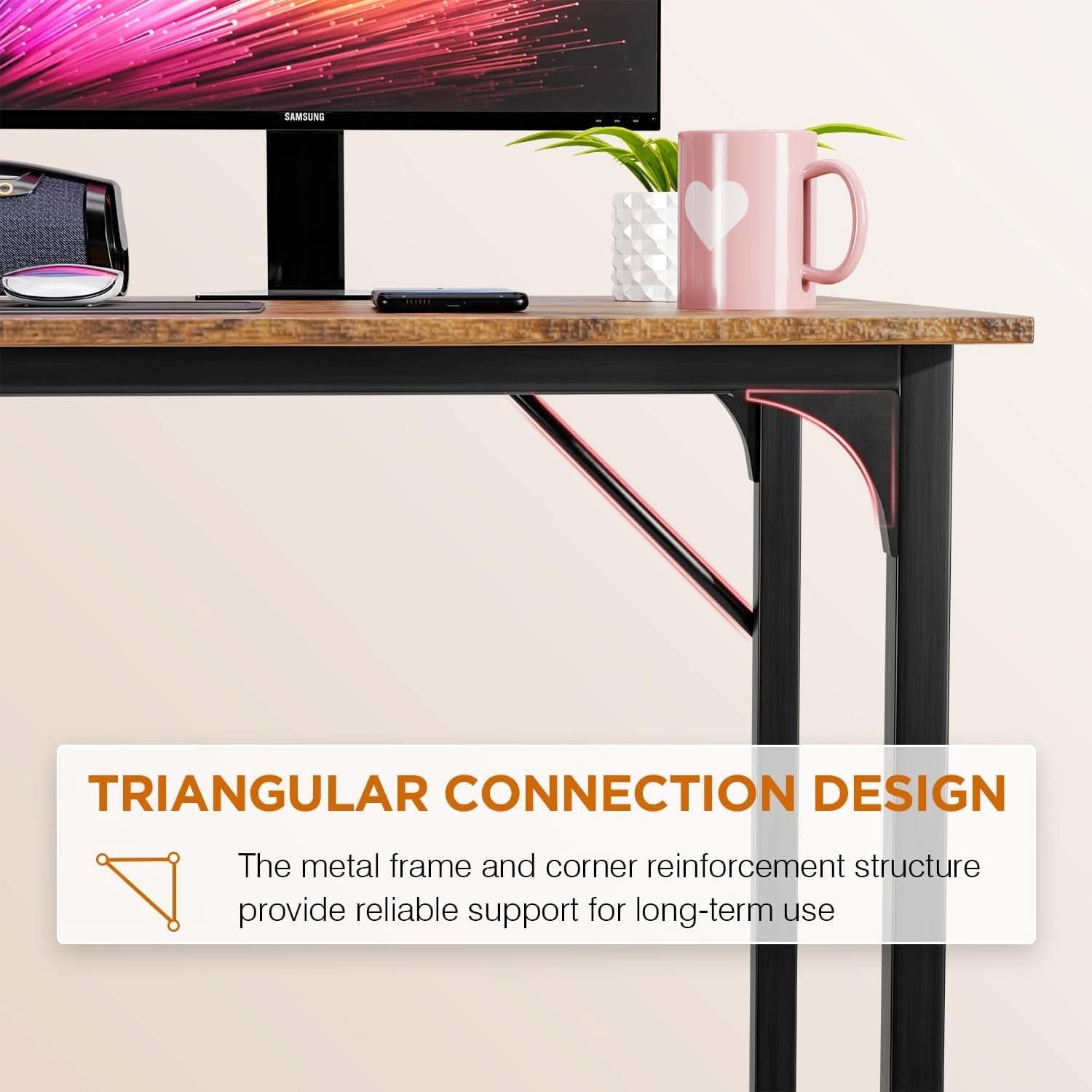 32 Inch Brown Computer Desk For Small Home Office Setup