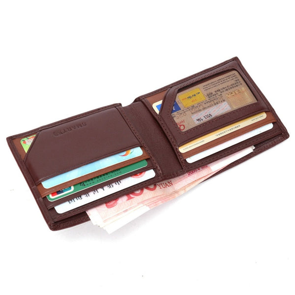 SMARTLB Genuine Leather Wallets High Quantity New Fashion Bifold Card Holders Slim Soft Purse GPS Charging Anti-theft V.I.P Digital Presence