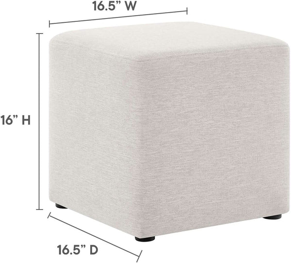 Callum 17 Inch Ivory Square Hand crafted Textured Woven Ottoman