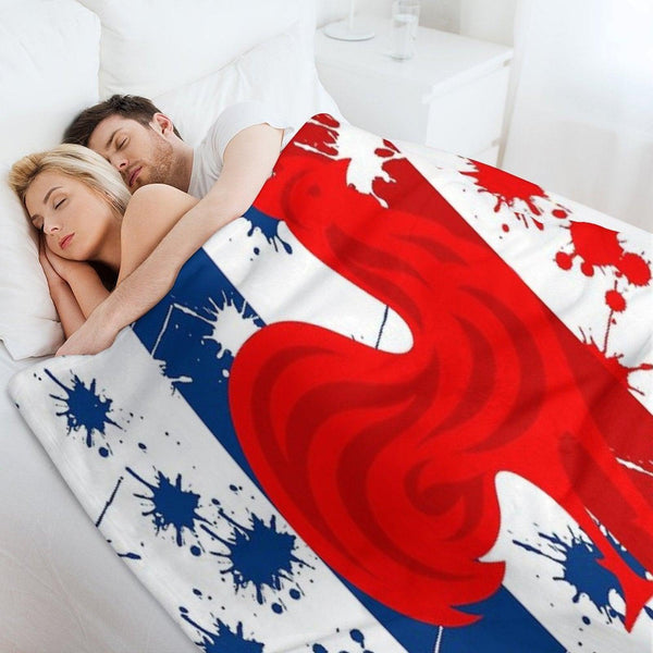 France RUGBY Plaid Throw Blanket