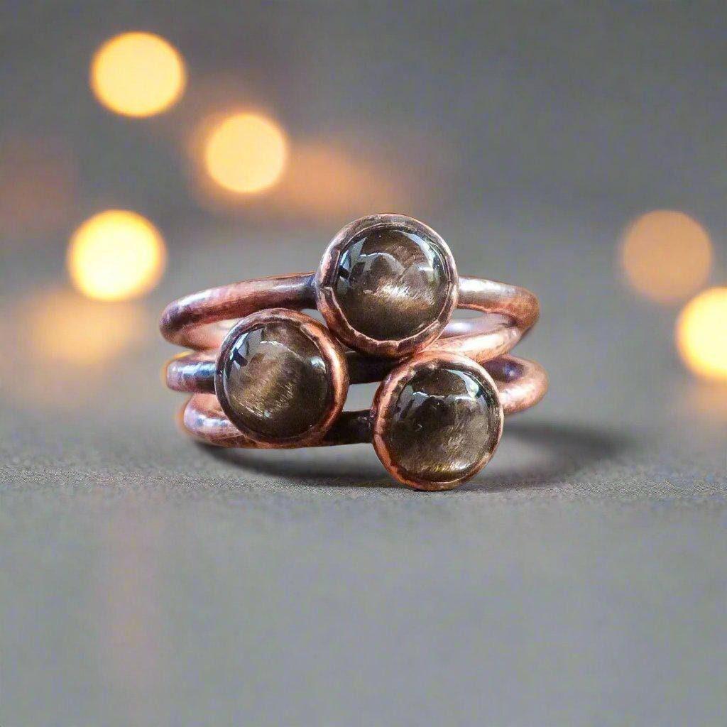 Copper Black Moonstone Ring - Embrace Intuition | By Blackbird & Sage