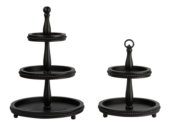 3 Tier Wooden Beaded Display Stand - Black & White