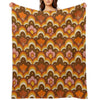 70s 60s Retro Psychedelic Flower Power, Floral Pattern Throw Blanket