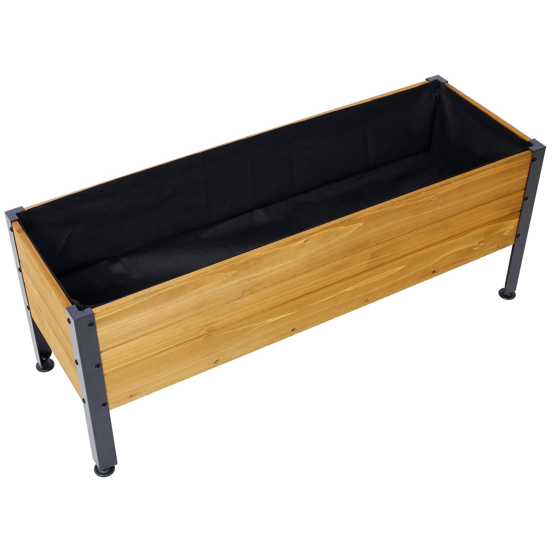 Wood Rectangular Garden Planter Box Raised Bed Outdoor