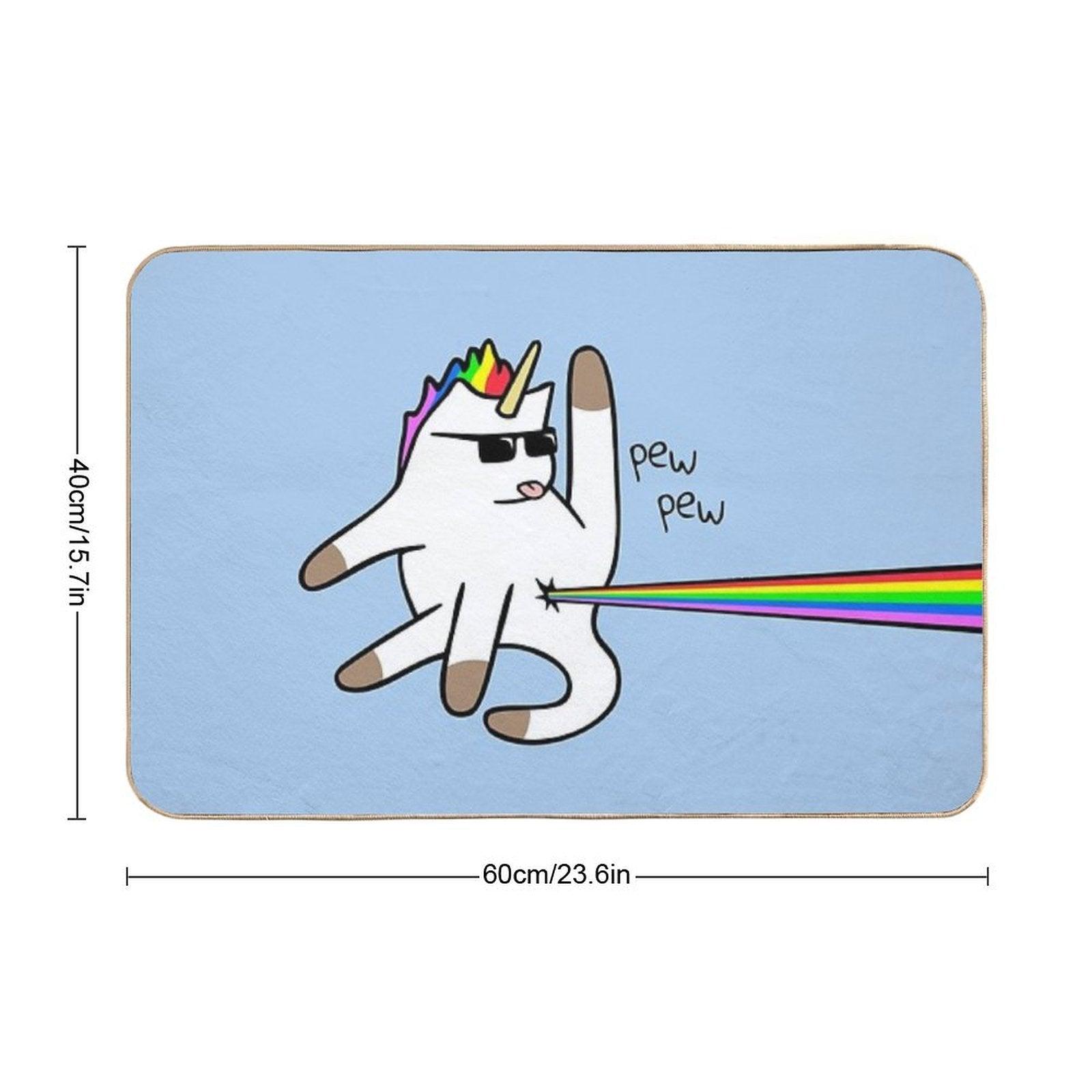 Unicorn Cat Rainbow Butt Laser Bath Mat