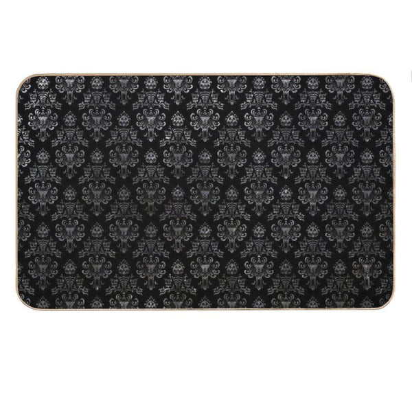 Haunted Mansion Wallpaper Black And Silver Bath Mat