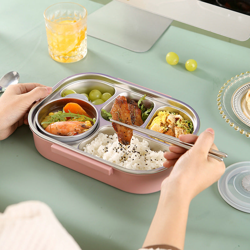 Food grade microwaveable stainless steel compartment insulation lunch box