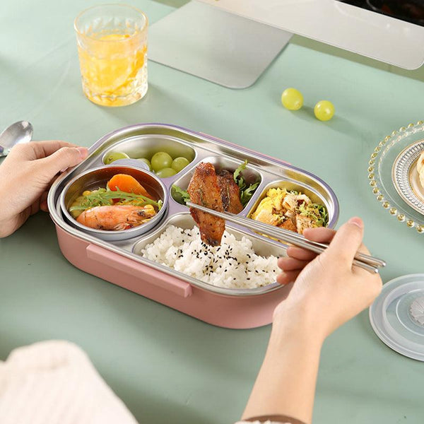 Food grade microwaveable stainless steel compartment insulation lunch box