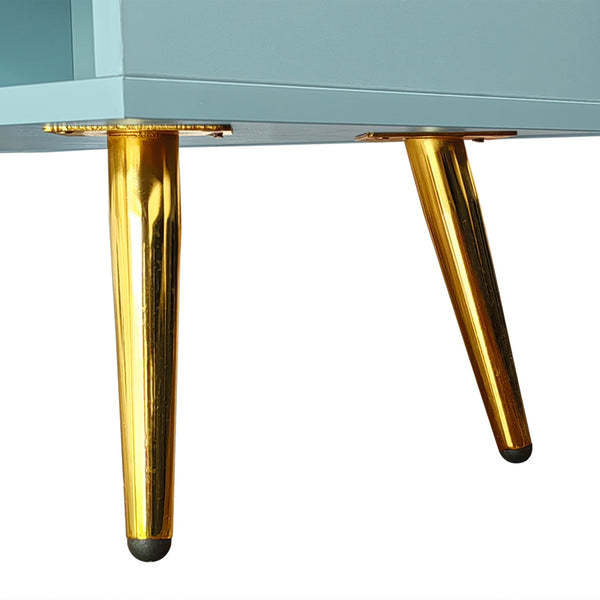 Modern Shoe Storage Bench with Hidden Storage and Upholstered Cushions for Bedside, Living Room and Entryway (Tiffany Blue)