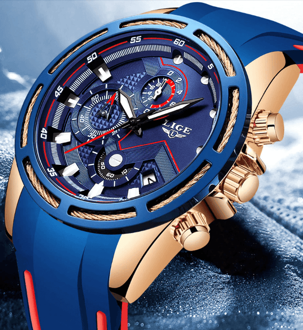 Men's Waterproof Modern Watch With Rubber Straps Multifunction Watches Unique Design Perfect Gift