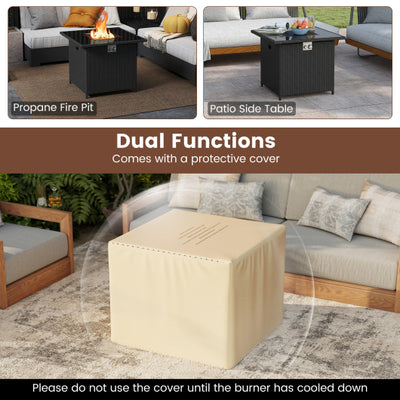 32.5 Inch Propane Fire Pit Table 5000 BTU with Tempered Glass Tabletop-Black