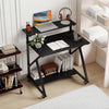 32 Inch Rolling Computer Desk for Small Spaces with Power Outlets-Black