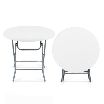 32 Inch Round Folding Table with Thick Tabletop for Picnic