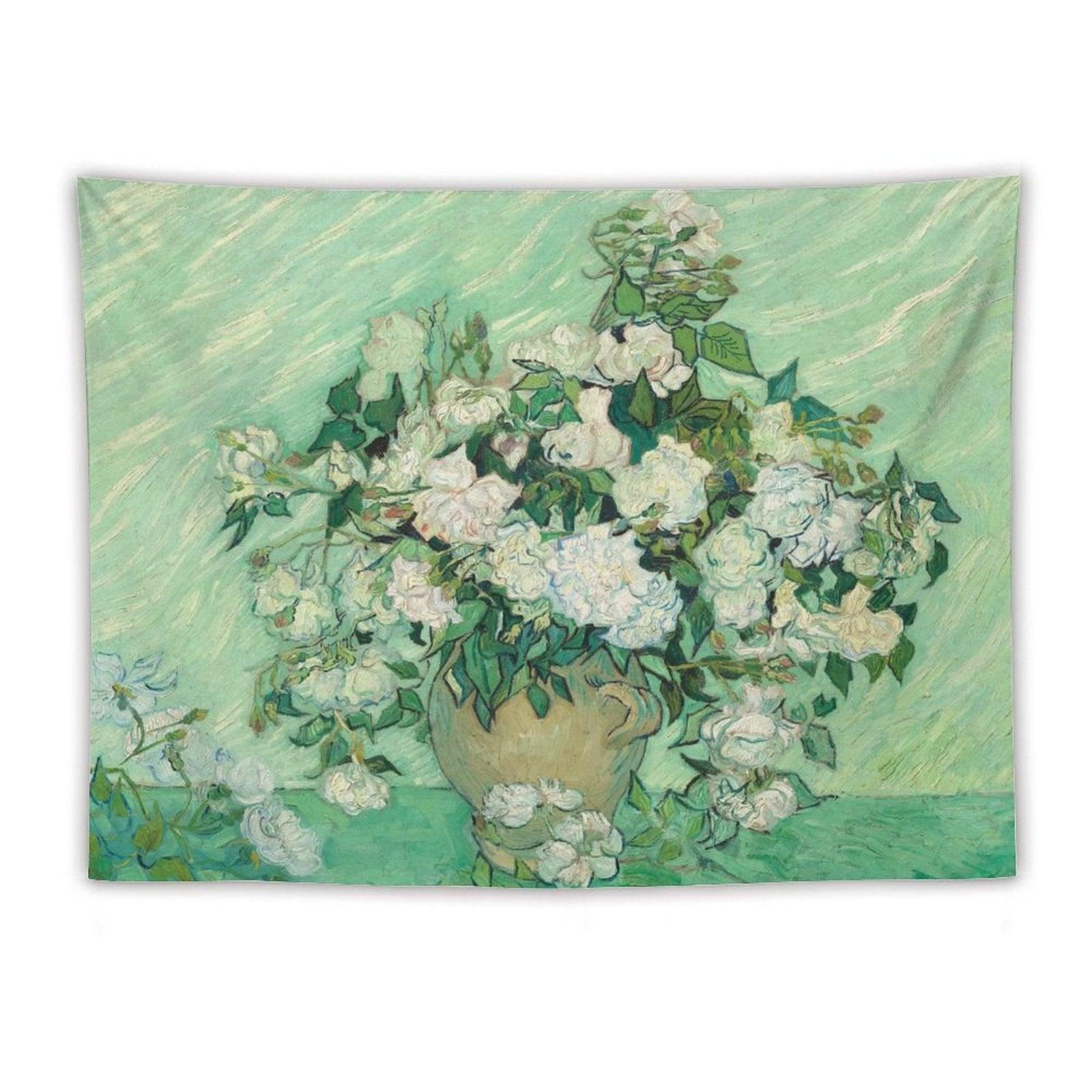 Van Gogh’s Vase with Pink Roses Tapestry