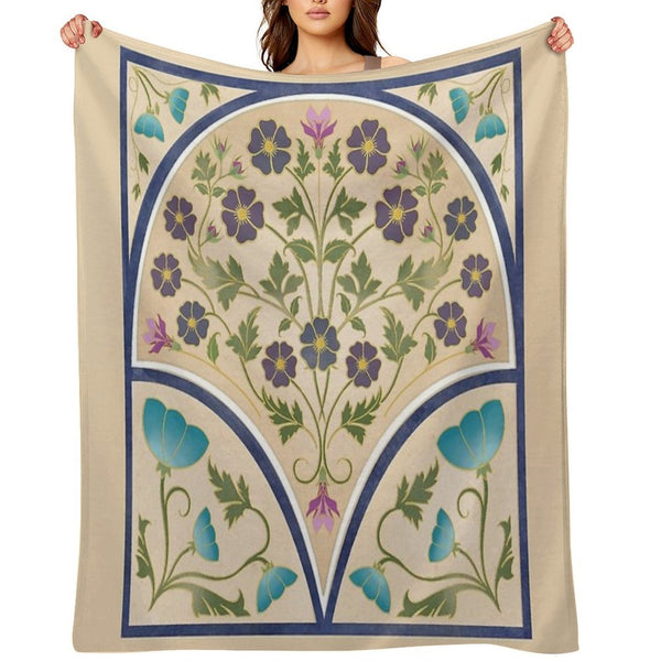 Art Nouveau Morning Glory Garden Plush Throw Blanket
