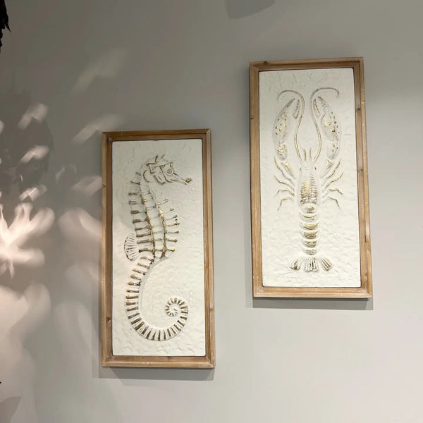 Wood-Framed Marine Life Wall Decor