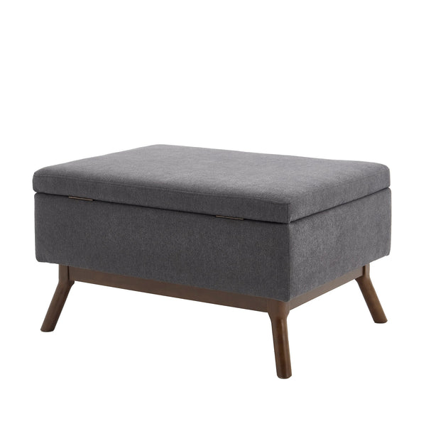 Mid-century modern square coffee table storage bench, assembled, suitable for living room, entryway and family room, used as a coffee table, stirrups, shoe bench