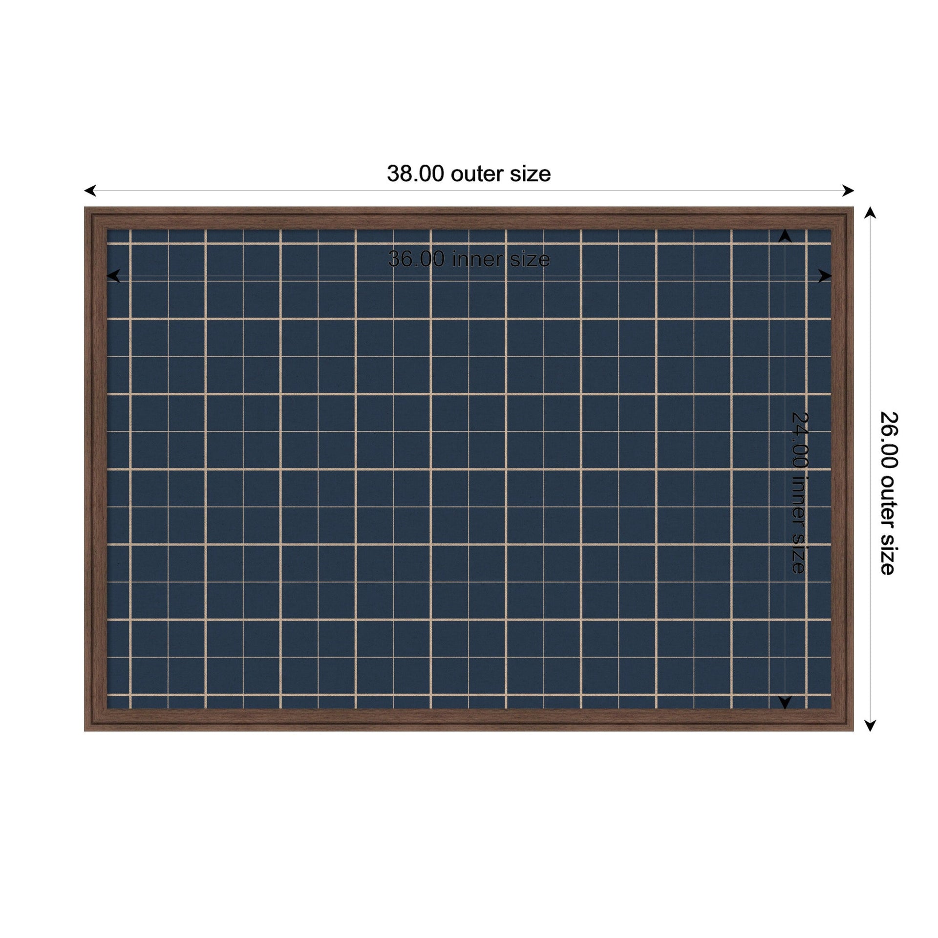 Framed Fabric Pinboard Navy Blue Plaid Wall Organization