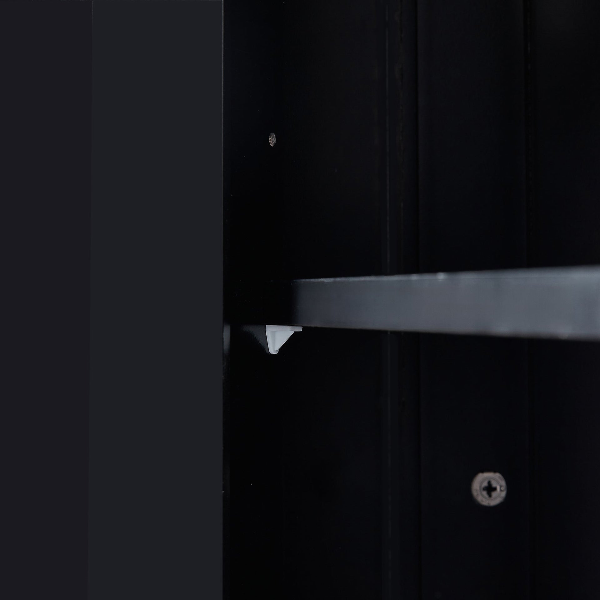 Black Bathroom Cabinet Triangle Corner Storage Cabinet with Adjustable Shelf Modern Style MDF Board