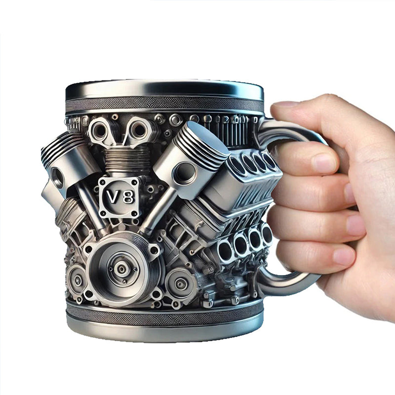3D Engines - designed Stainless Steel Mug. Ideal for coffee/beer, a fun home & office drinking accessory.