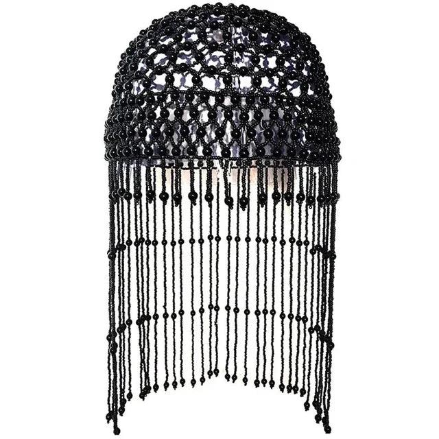 Handmade hollowed out headpiece performance pearl tassel hat