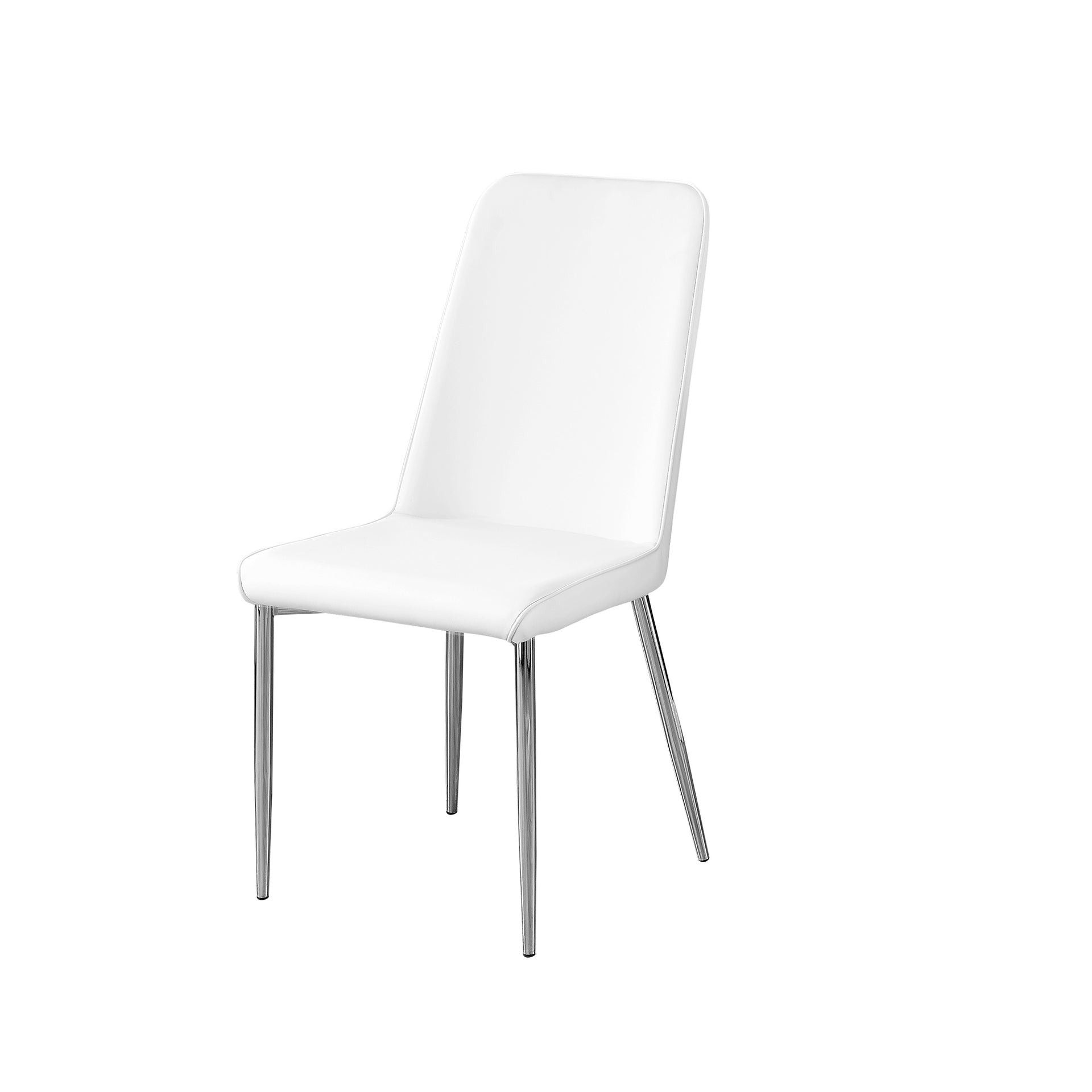 Set of Two White And Silver Upholstered Faux Leather Dining Side Chairs