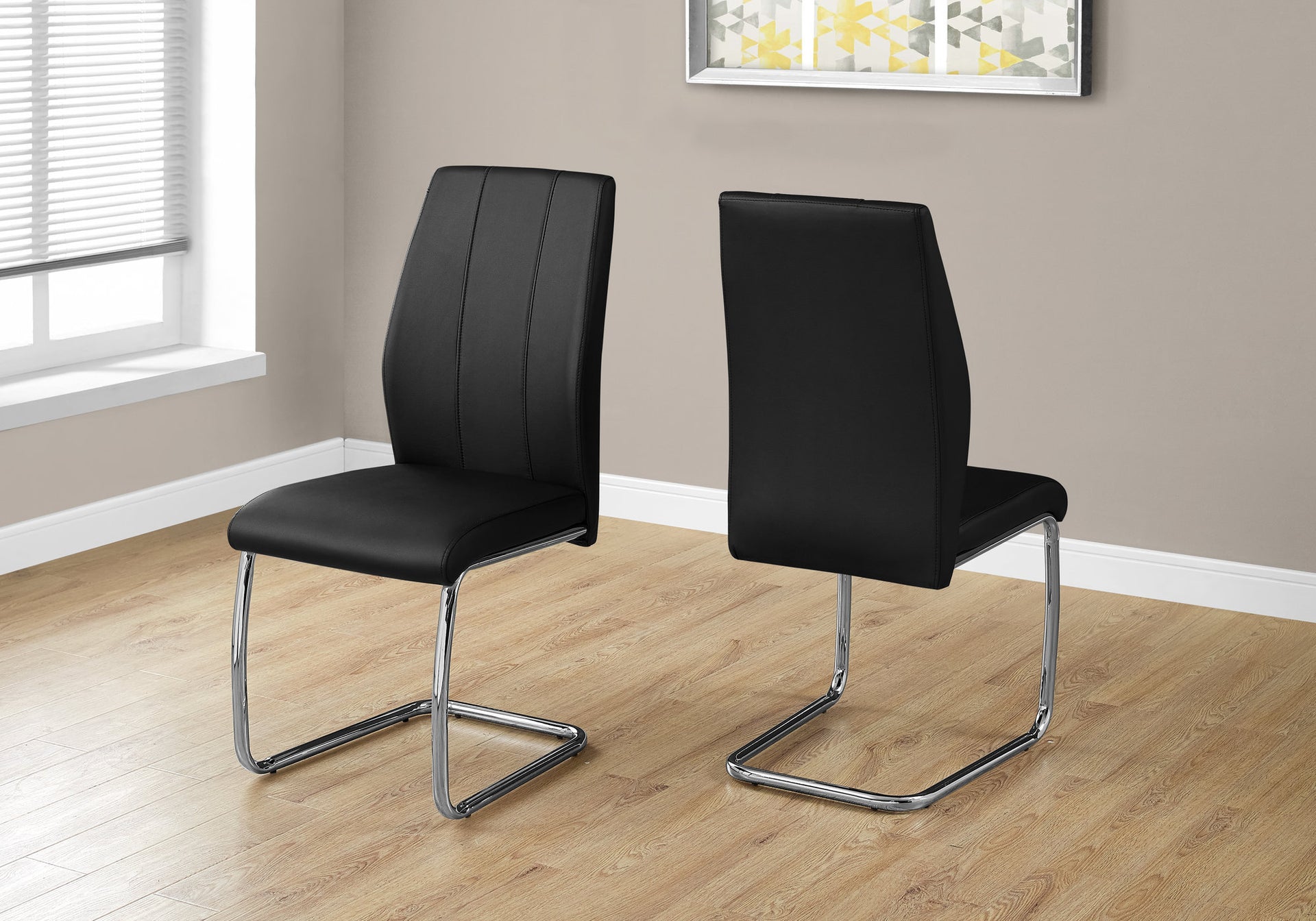 Set of Two White And Silver Upholstered Faux Leather Dining Side Chairs