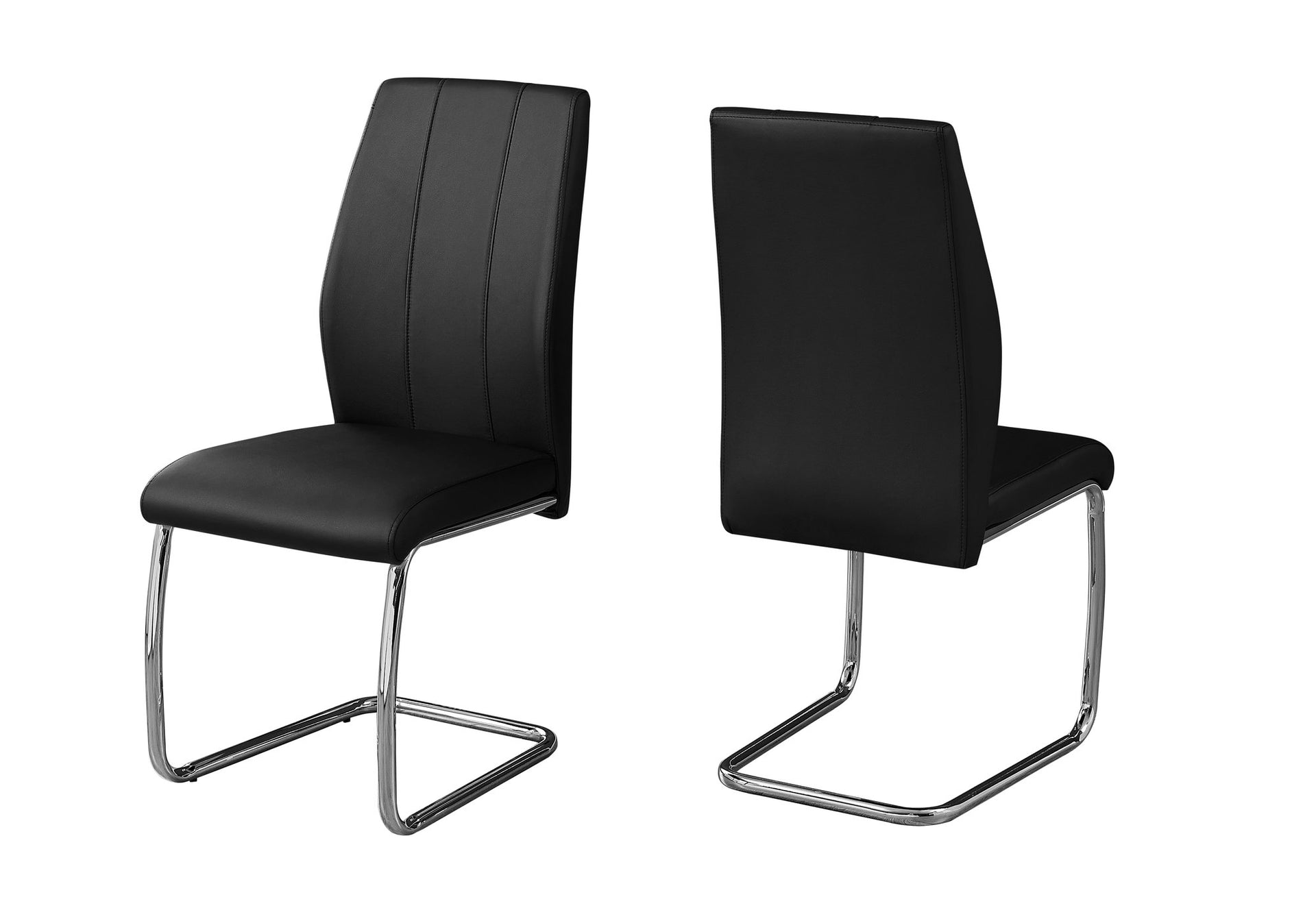 Set of Two White And Silver Upholstered Faux Leather Dining Side Chairs