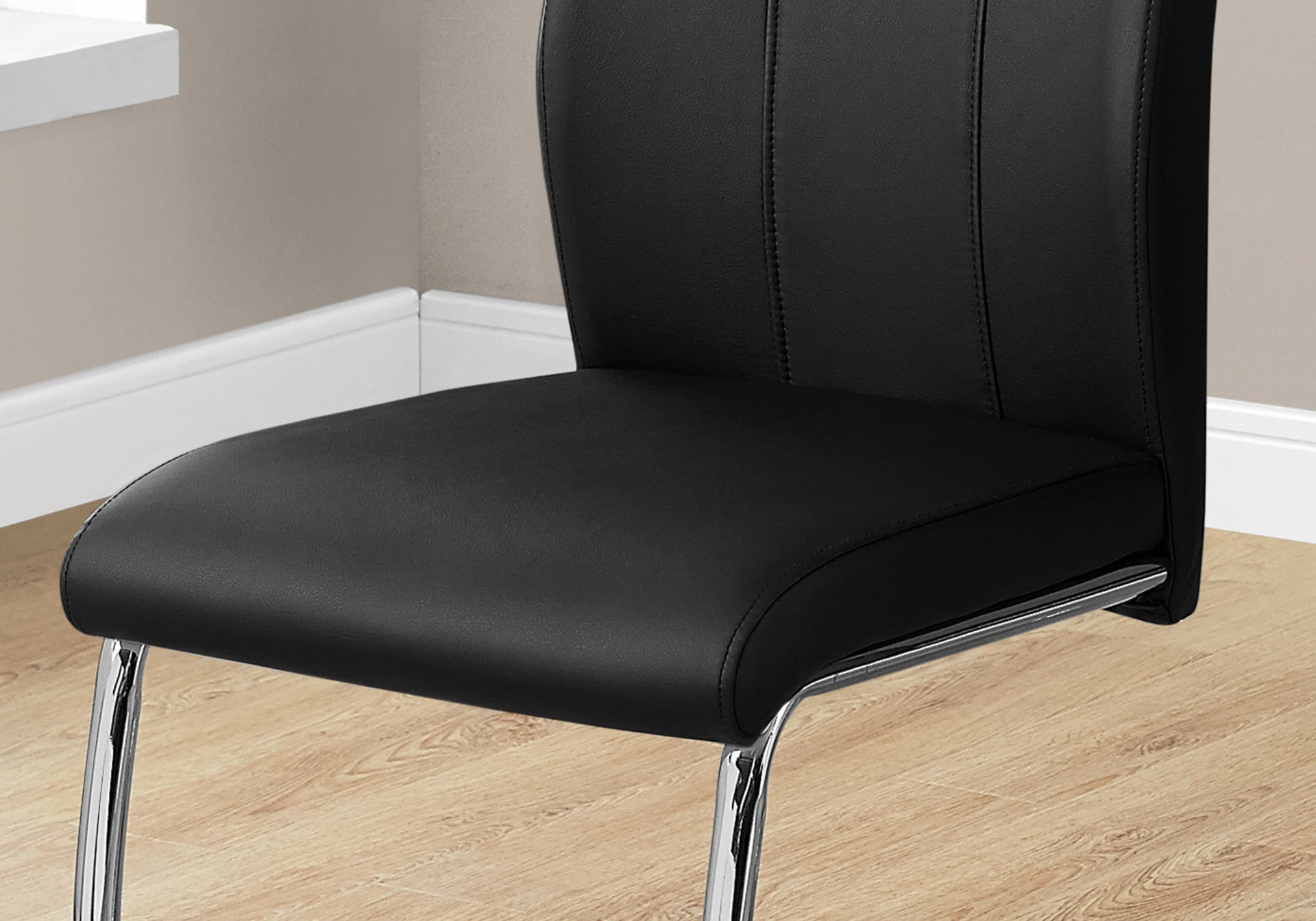 Set of Two White And Silver Upholstered Faux Leather Dining Side Chairs