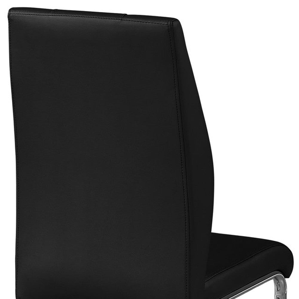 Set of Two White And Silver Upholstered Faux Leather Dining Side Chairs