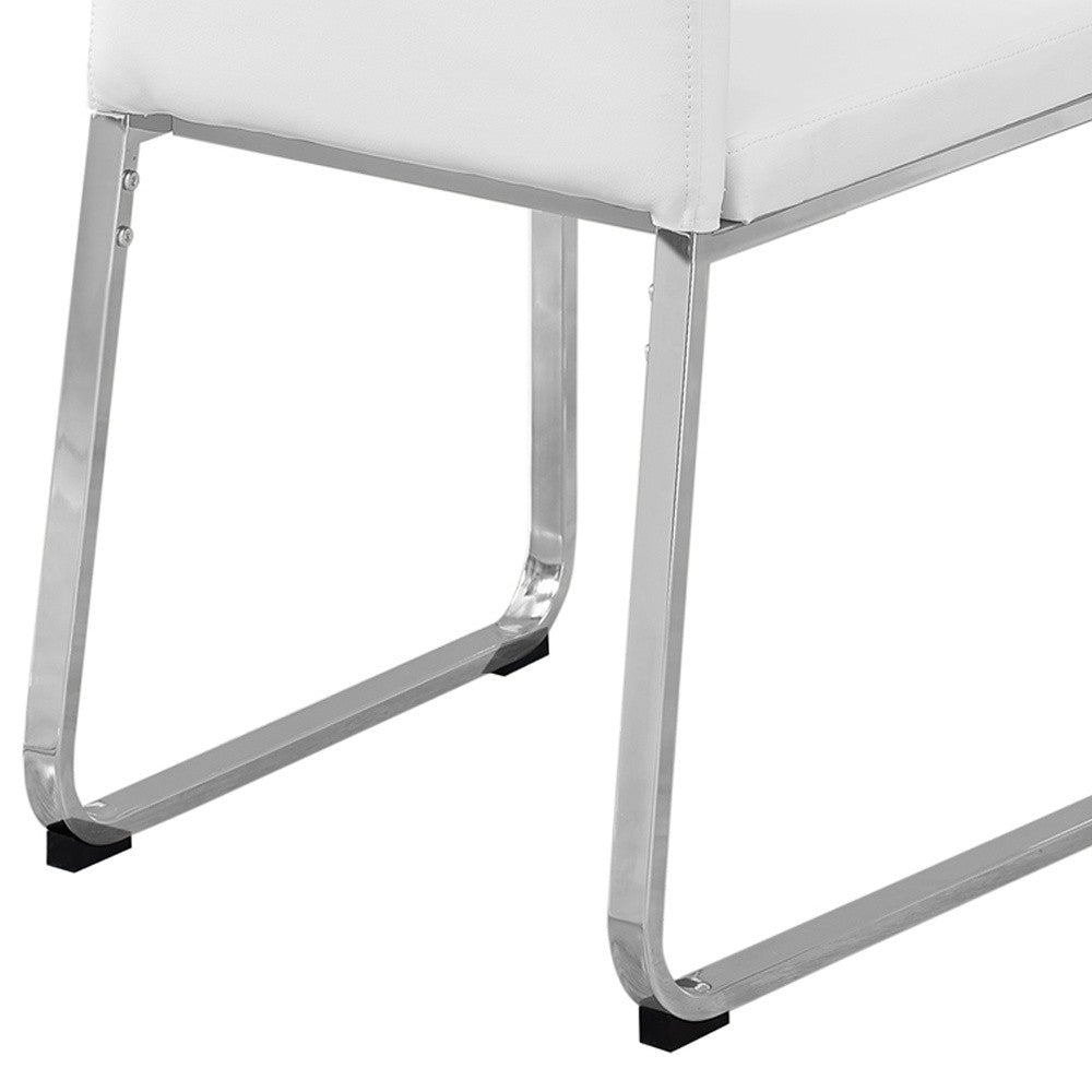 Set of Two Black And Silver Upholstered Faux Leather Dining Side Chairs