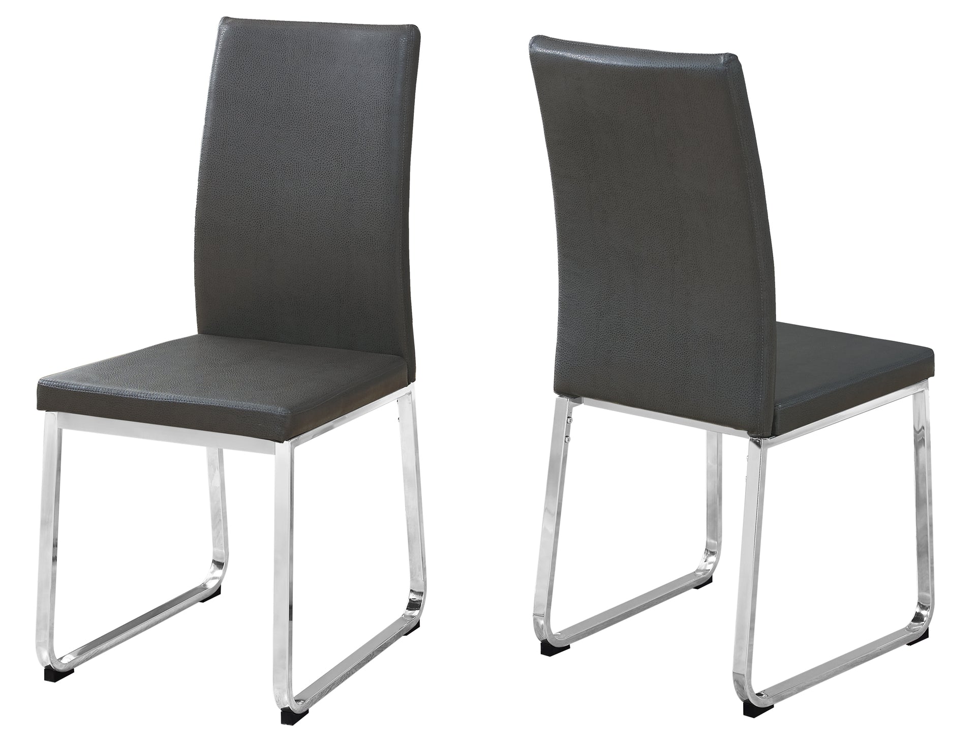 Set of Two Black And Silver Upholstered Faux Leather Dining Side Chairs