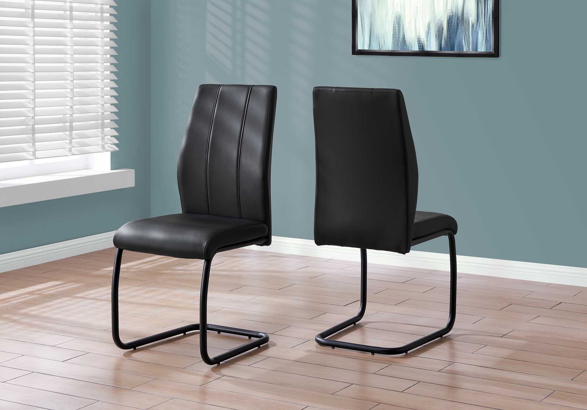 Set of Two White And Silver Upholstered Faux Leather Dining Side Chairs
