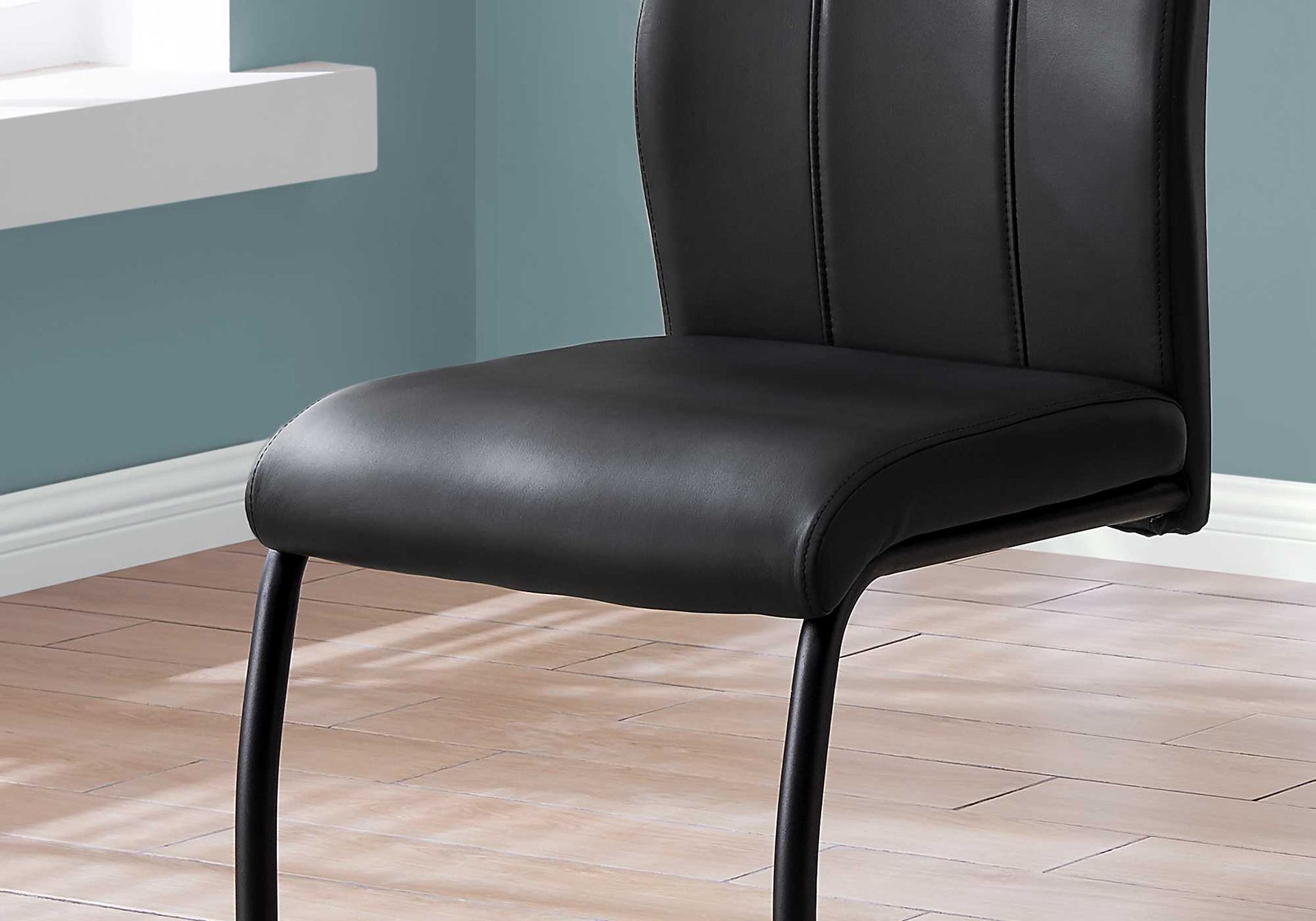 Set of Two White And Silver Upholstered Faux Leather Dining Side Chairs
