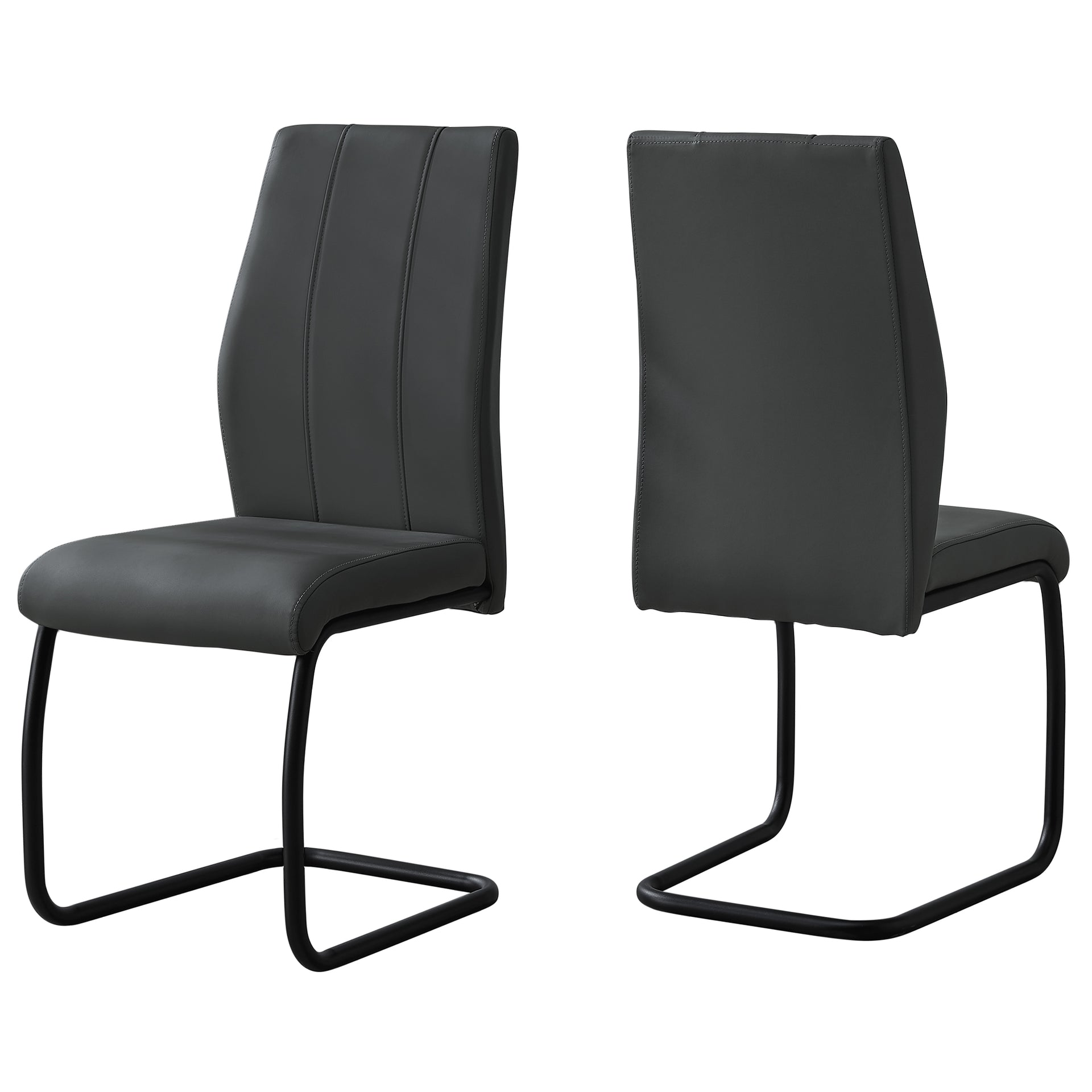 Set of Two White And Silver Upholstered Faux Leather Dining Side Chairs