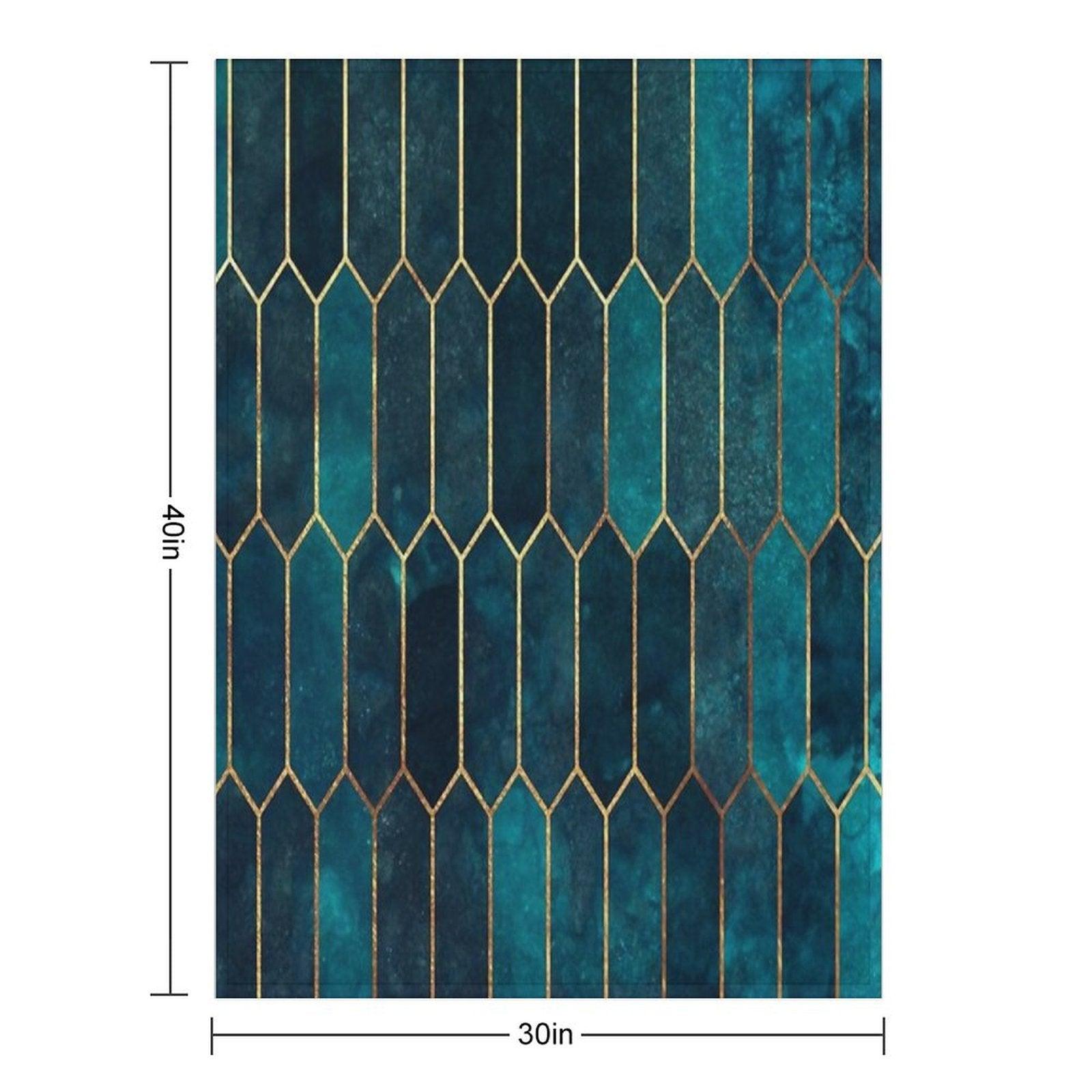 Deep Teal And Blue Gold  Pattern Throw Blanket