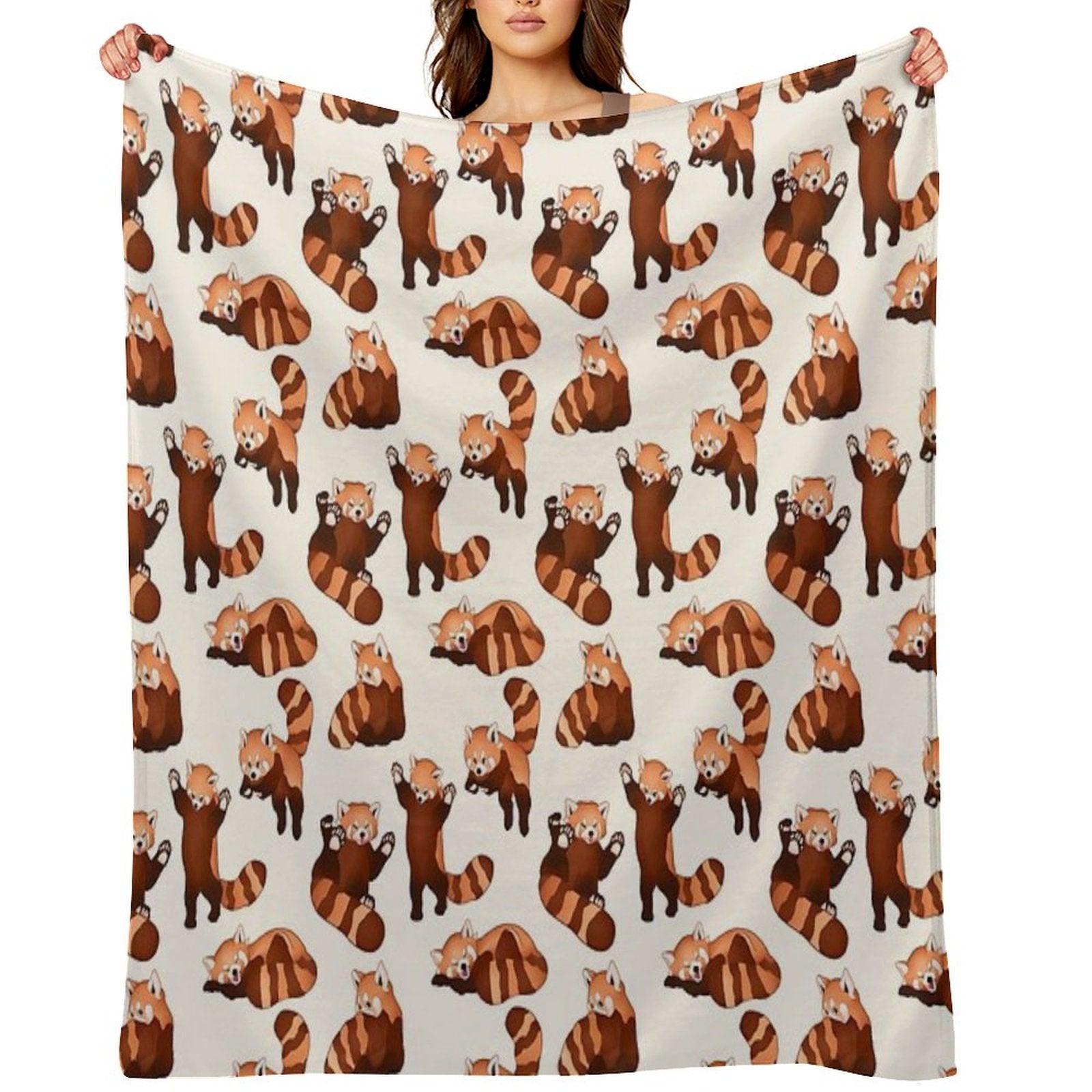 Red Panda Pattern Throw Blanket