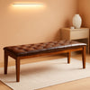 Oversized Brown Faux Leather Upholstered Ottoman Bench