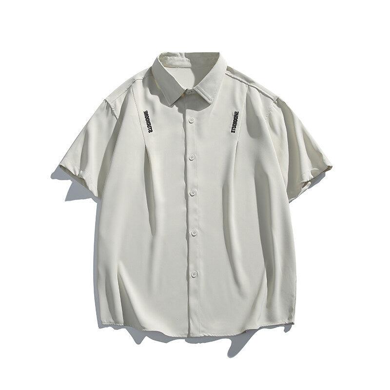 Letter embroidery loose casual short sleeved shirt for men